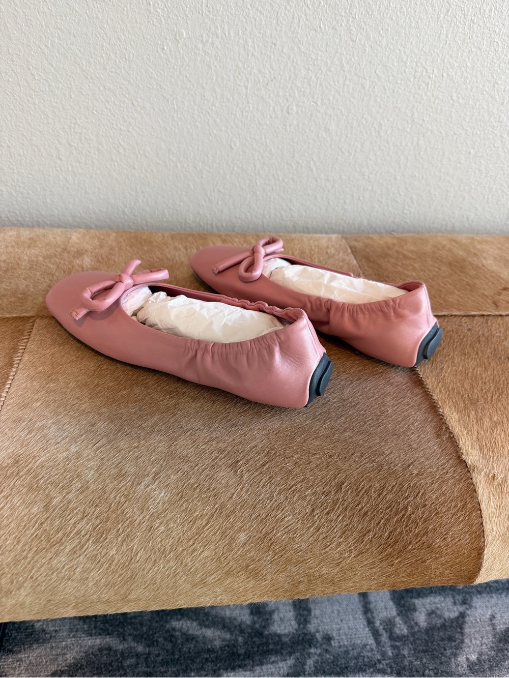 PRADA Pink Bow Front Leather Ballet Shoe-Good Condition-Size 37.5 - Picture 5 of 8